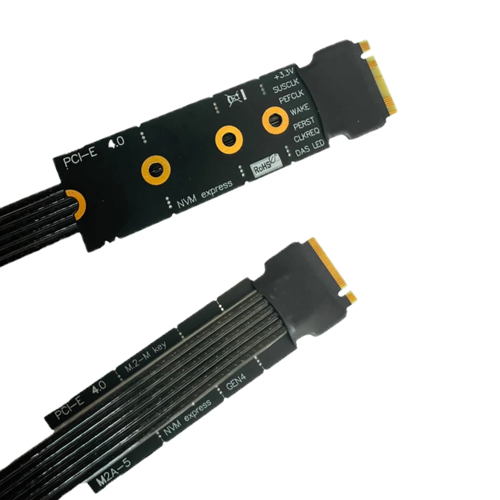 M.2 Nvme To PCIe X16 Right Angle Graphics Card Extension Cable SSD M2 Nvme GEN4 To PCI-e4.0 X4es Shielded Silver-plated Cable