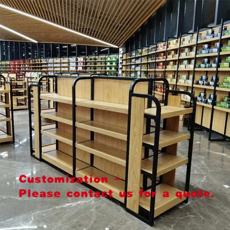 custom.Liquor Store Fashionable  Wooden Grocery Supermarket Store Shelves  Household Shop Display Racks
