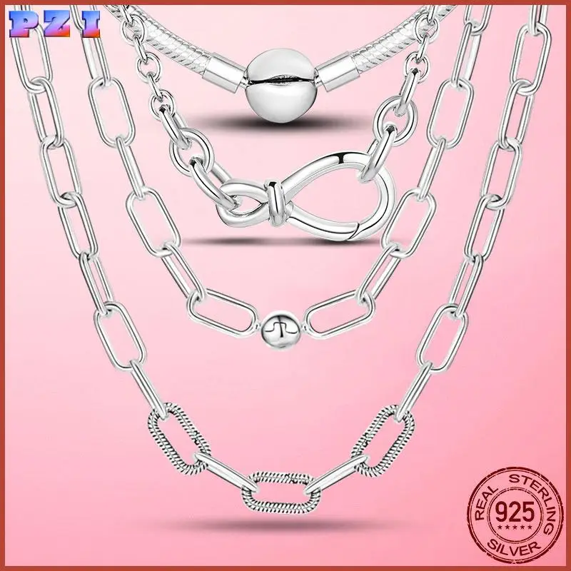 

Classic Basic Chain 925 Silver Snake Chain Necklace Choker Infinity Infinite Me Clasp Necklace Collier Femme Jewelry