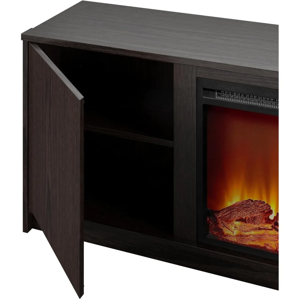 Fireplace TV cabinet, fireplace TV stand with electric fireplace heater15.79D x 59.61W x 22.8H