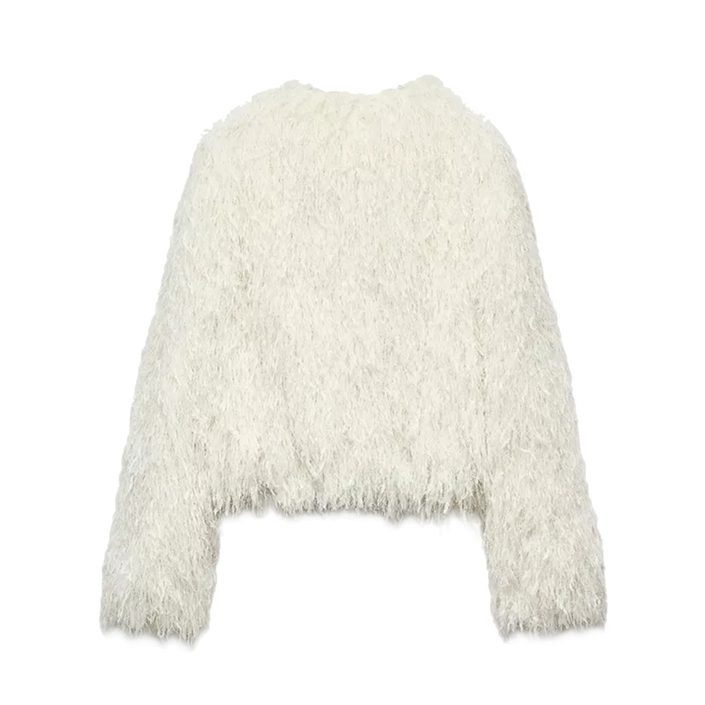 Mantel Bulu Wanita Longgar Kasual atau Atasan Serat Poliester Bernapas Kancing Bulat Warna Murni Z Musim Gugur Baru Arr...