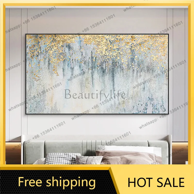 LJY 3D light luxury hand-painted texture oil painting horizontal version living room sofa back background wall hanging painting