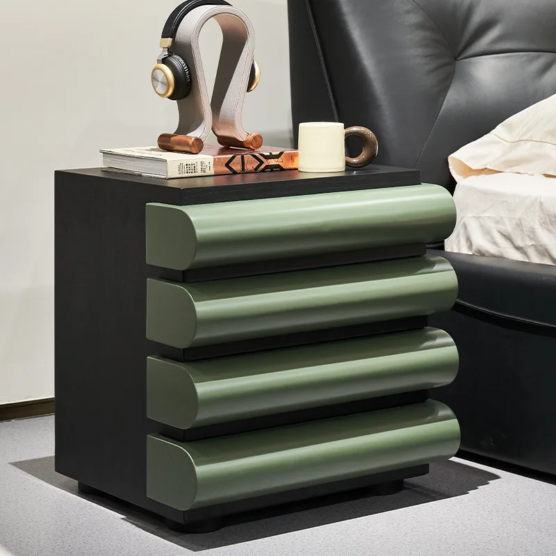 

Italian minimalist solid wood paint bedside table designer paint cabinet French medieval multi-layer chest bedroom high-end