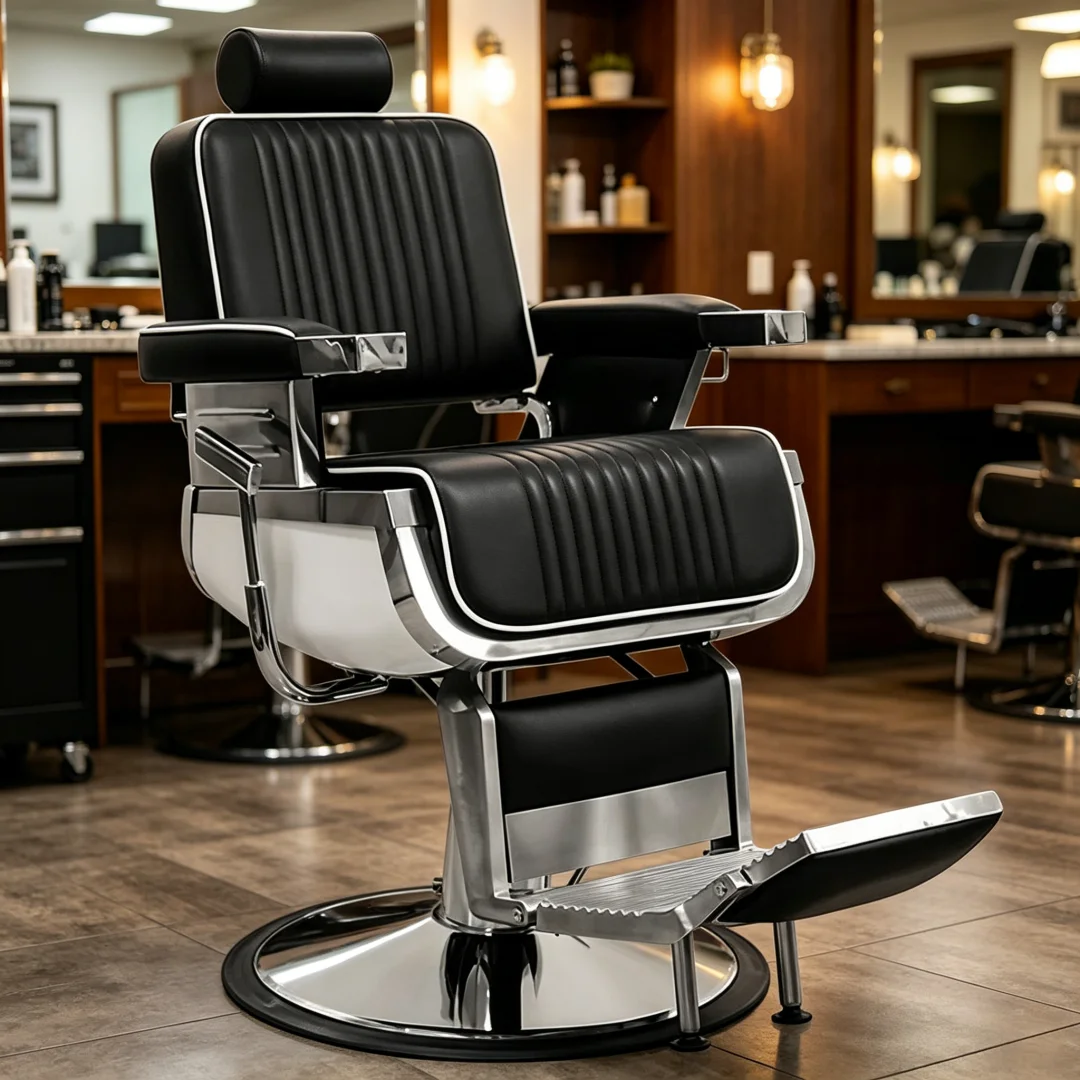 Metal Barber Chair, Adjustable Lifting Reclining Hairdressing Chair, Folding Shaving Facial Chair For Beauty Salon Barbershop