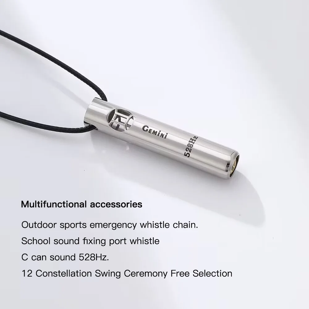 528 Hertz Fashion Stainless Steel Mindfulness Breathing Pendants Twelve Constellations Whistle Couple Necklace Party Gift