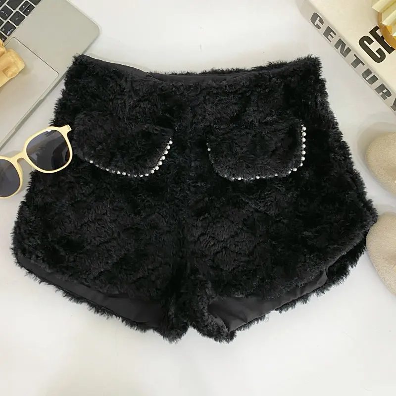 Women's Apricot Mini Plush Shorts Vintage 2000s Y2k Gyaru Micro Nightclub Shorts High Waist Hot Pants Shorts Summer Clothes 2026