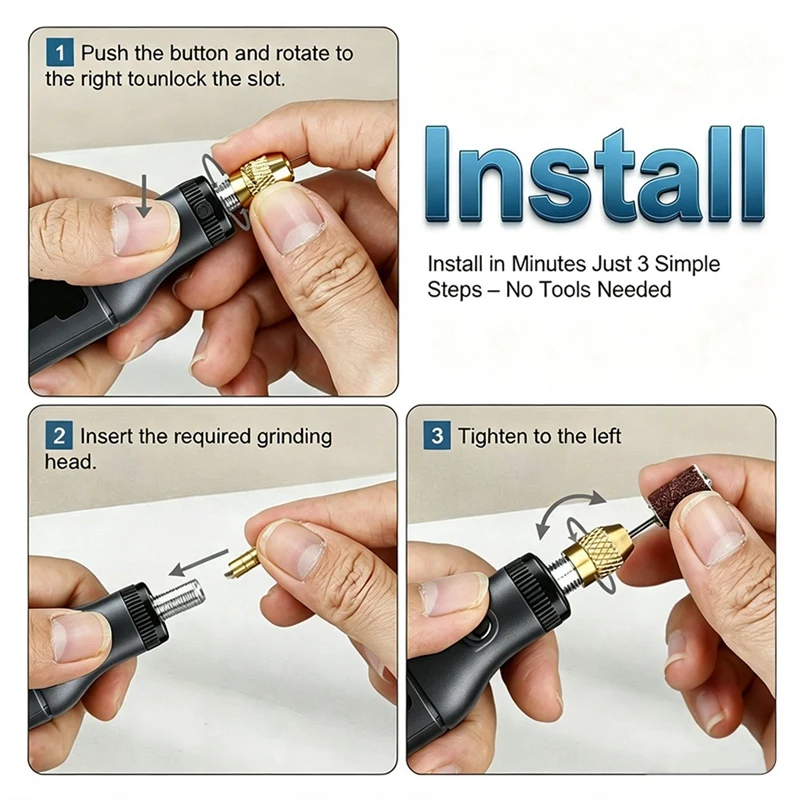 SHGO Cordless Mini Drill Handheld Rotary Tool One-Button Switch Fine Engraving Polishing Cutting Kit USB Rechargeable DIY Gift