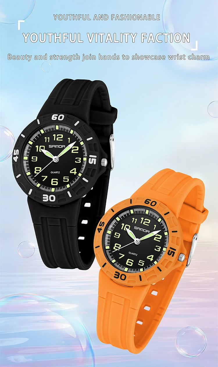 SANDA Men Women Student Quartz Watch Children Clock 50M Waterproof Luminous Durable Simple Elegant Sports Wristwatch