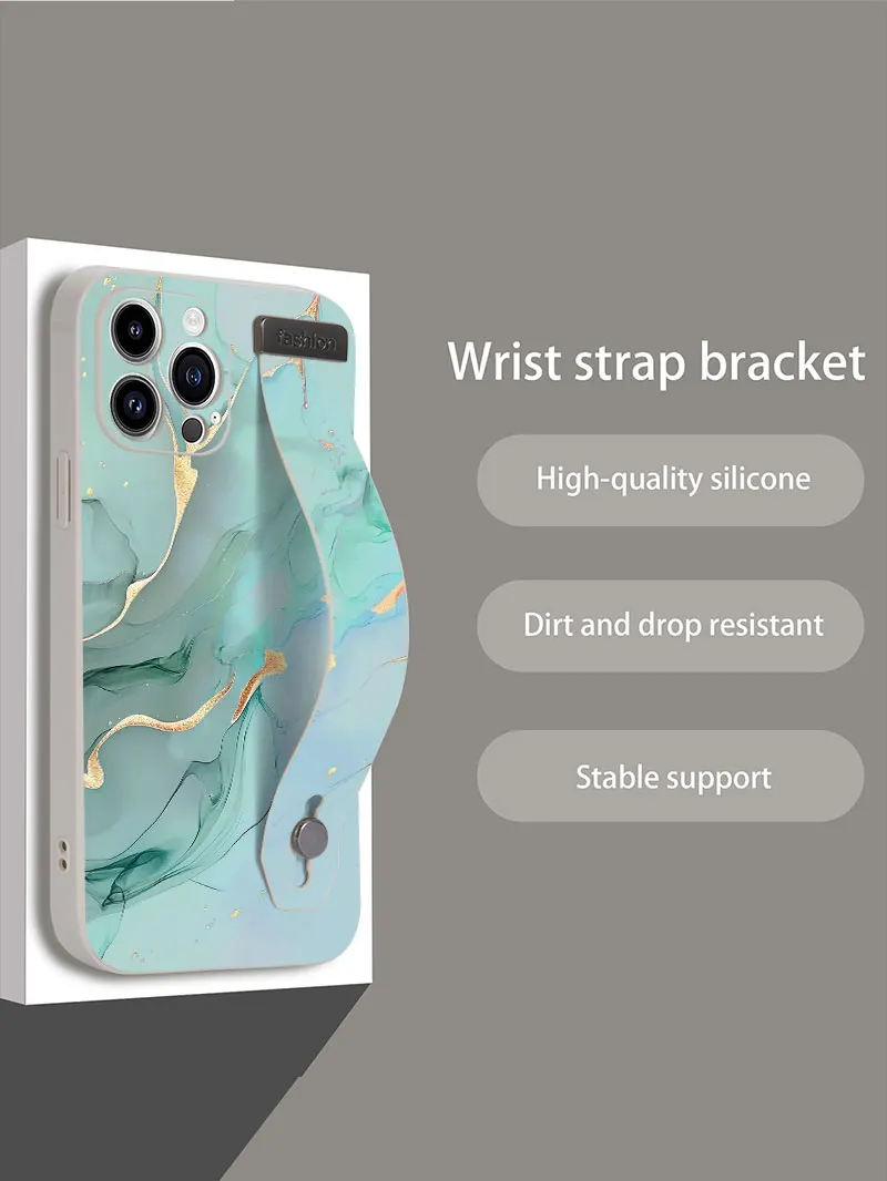 Luxus Flüssigkeit Silikon Marmor Muster Handgelenk Strap Telefon Fall Für XiaoMi 12 Redmi 12C 13C 14C Hinweis 15 14 13 Pro Plus Zurück Abdeckung