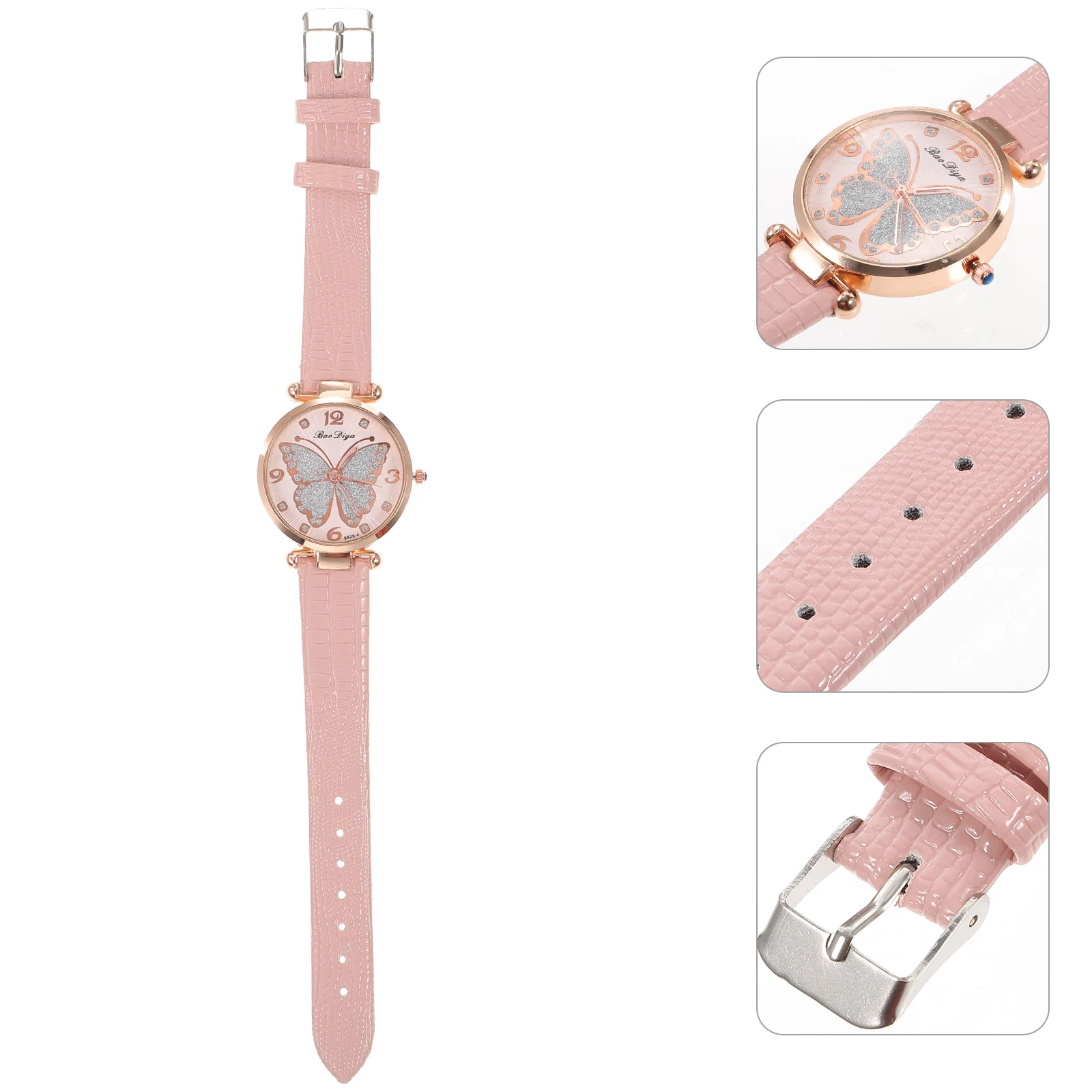 Butterfly Ladies Watch Watches for Female Elegant Women Butterflies Fashionable Rose Gold Lightweight Ornament Pu Alloy Nurse