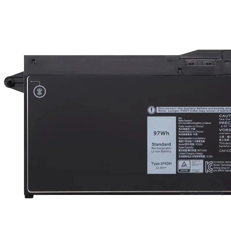 JC High quality 97Wh 1FXDH Battery For Dell Latitude 15 5501 5511 P recision 3541 3551 01WJT0 1WJT0 notebook batteries 90Wh