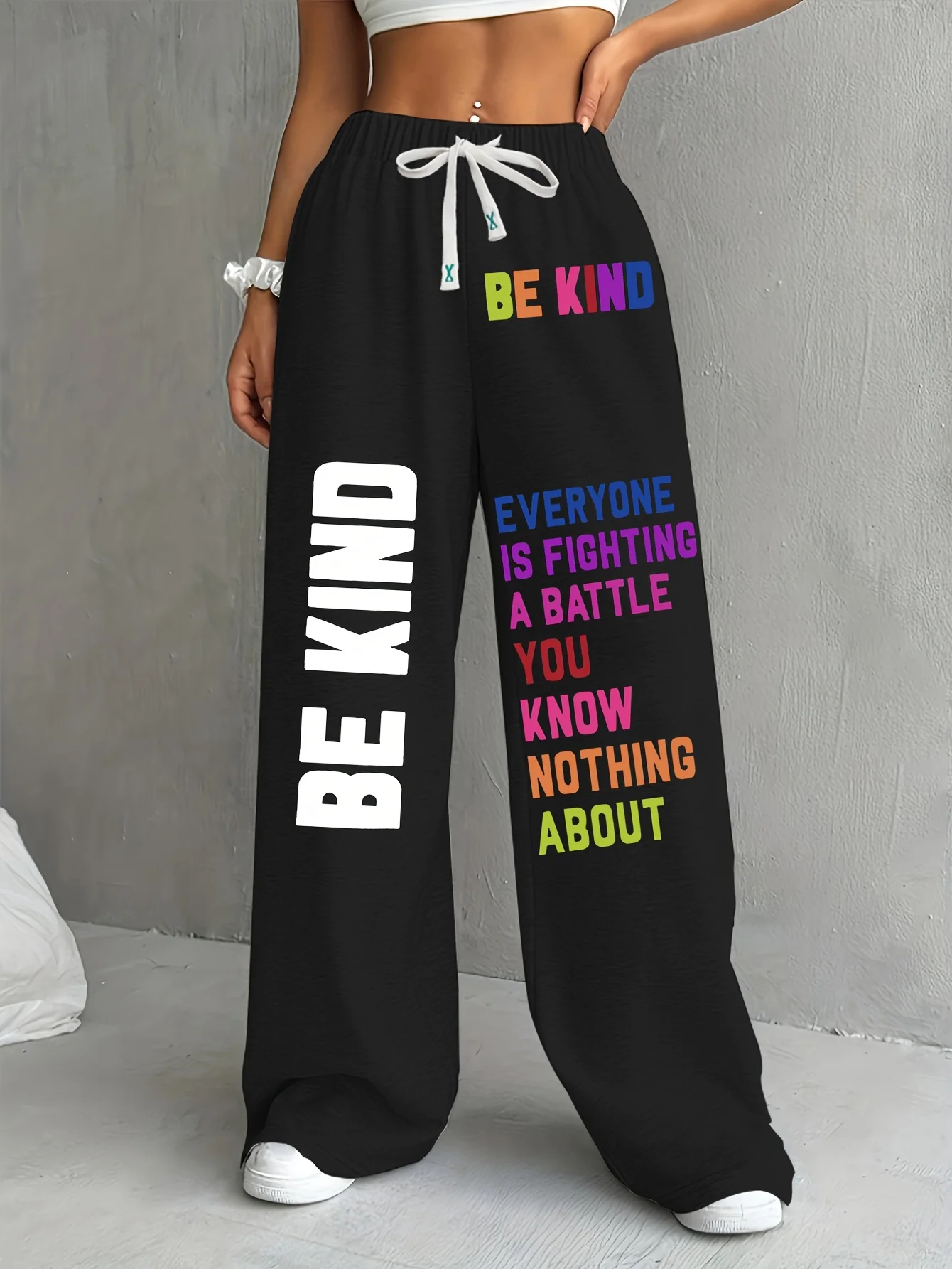 Unisex Quick Dry Straight Leg Pants Men Women Hip Hop Streetwear Trousers Colorful Positive Letter Print Loose Sports Long Pants