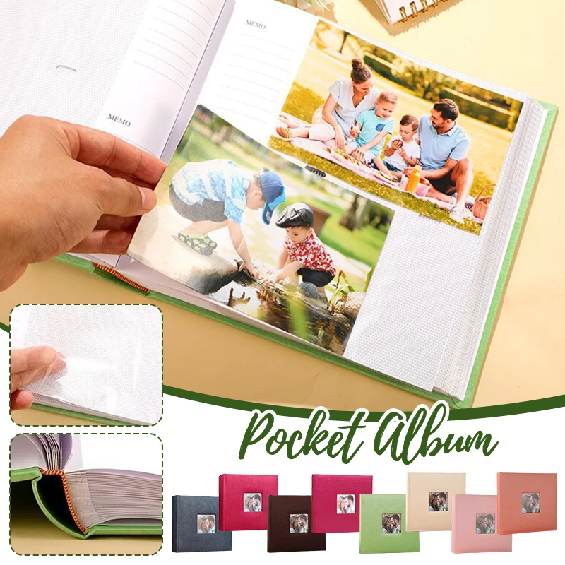 

100 Sheets Linen Cover Album 6-inch Interleaf Type Photo Storage Album Writable Collection of Children Growth Photos Decor