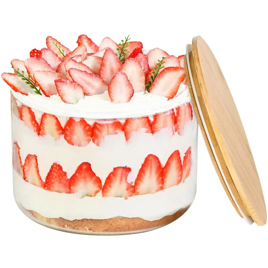 

Стеклянная чаша для десертов, современный дизайн, прозрачная стеклянная салатница с крышкой, 125 унций, сервировочная чаша для мороженого, тортов, капкейков, салатов