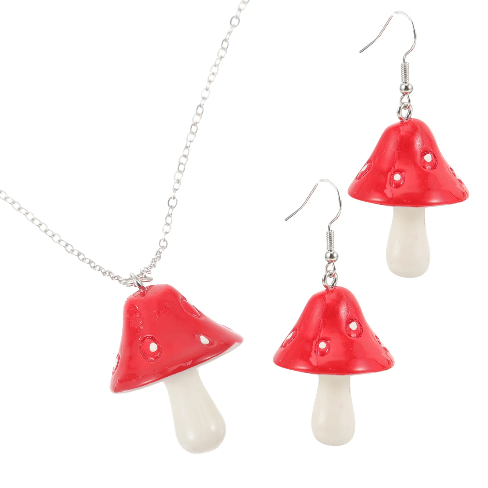 Collier champignon végétal Miss ras du cou pour femme bijoux rouges résine femmes