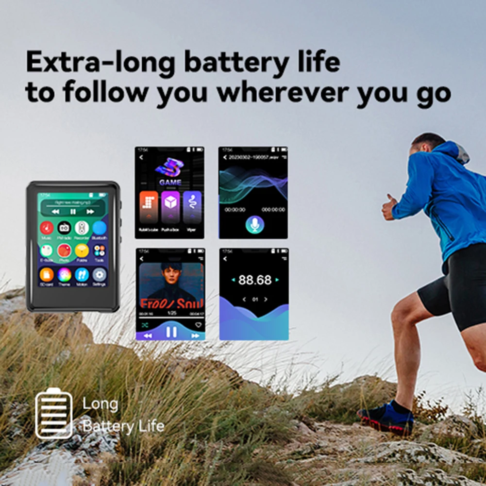 MP3 Player Bluetooth 5.0 Music Stereo Speaker Portable Full Touch Acreen Music Player with Speaker FM Radio E-Book for Walkman