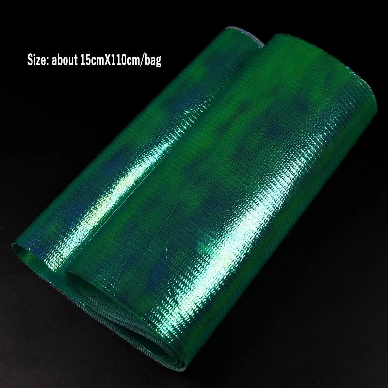 Wifreo 15cmX110cm Metalic Holographic Flash Film Mesh Back Durable Sabiki Fish Skin Assit Hook Wing Material Shrimp Fly Back