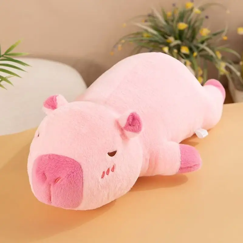 60cm-100cm Kawaii Cartoon Giant Strip Capybara Plush Doll Pillow Lying Brown Orange Wings Creative Capybara Plush Toy Home Decor