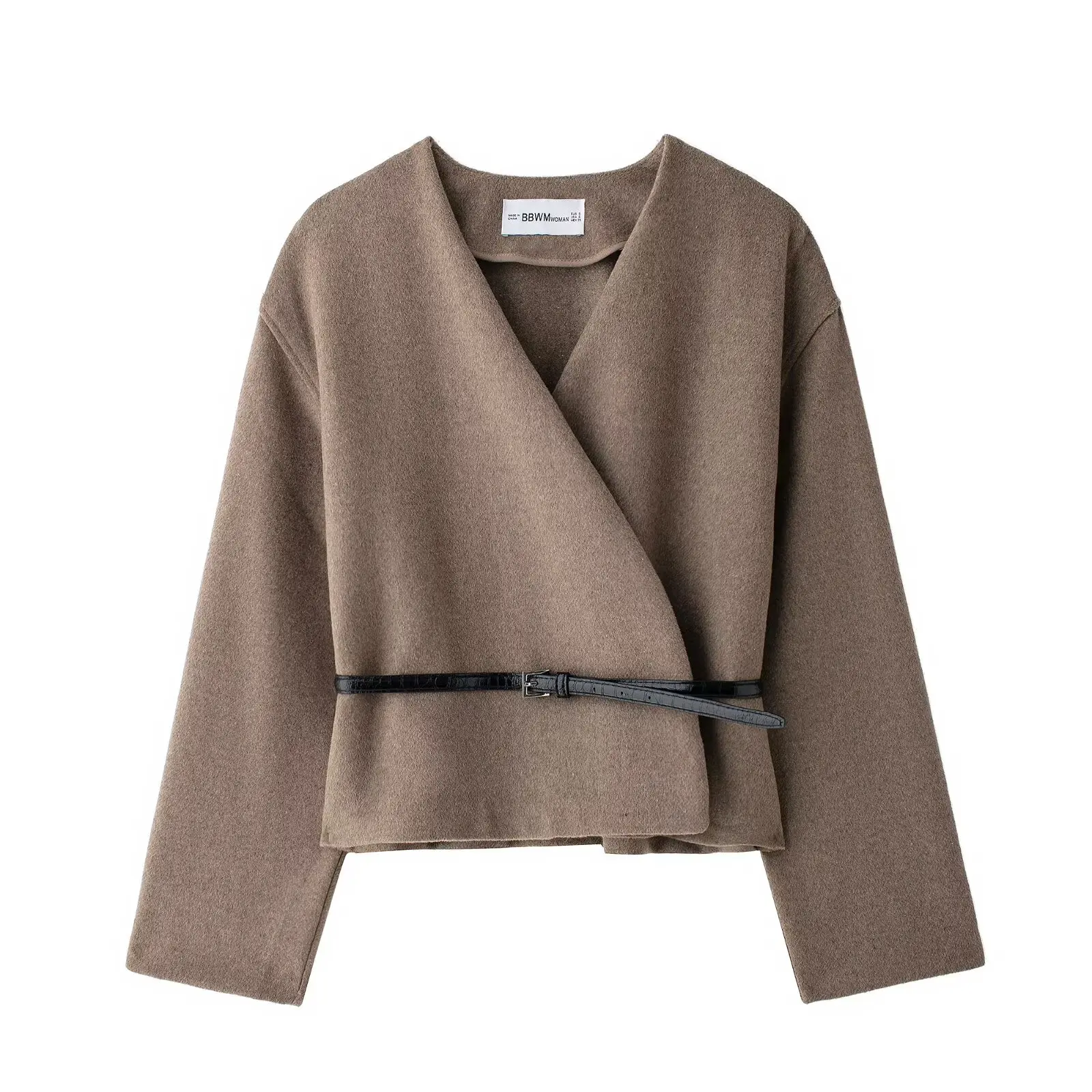 Zevity Women's Outerwear 2026 New Fashion With Belt Soft Top Elegant Chic Autumn/Winter Casual Slim Cross Waist Woolen Coat