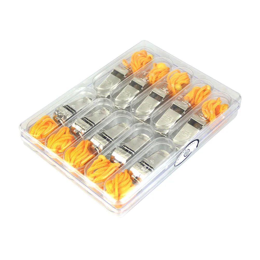 

10pcs Sports Whistle Emergency Survival Loud Metal Stainless Steel Durable Outdoor Keychain Lightweight Red Yellow