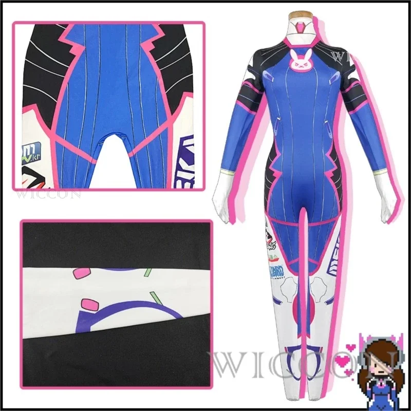 Anime vrouw jumpsuit panty DVA cosplay spel kostuum Zentai pruik cosplay rekwisieten hoofdtelefoon pak D. va cos party Halloween kostuums