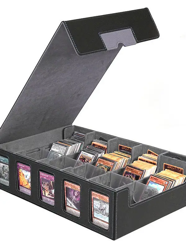 Multi‑Compartment PU Leather TCG Card Storage Box Window‑View Large‑Capacity Organizer for Gaming Trading Card Collections view 5