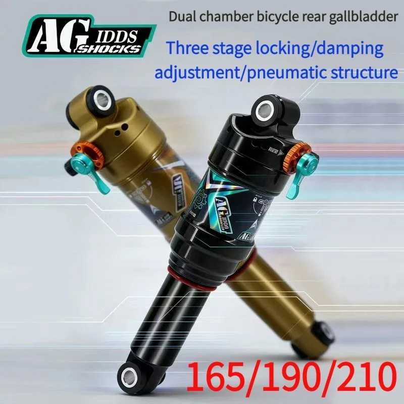 AGSHOCKS Dual-Air Deluxe Select Air Sprung Shock 165/190/210mm Soft Tail Mountain Bike Rear Shock Absorber Bicycle Downhill