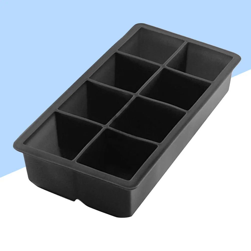 

2 Pcs 8-grids Silicone Ice Cube Tray Food-Grade Square Silicone Mold for Bars Kitchens Beverage Liquid (Black)