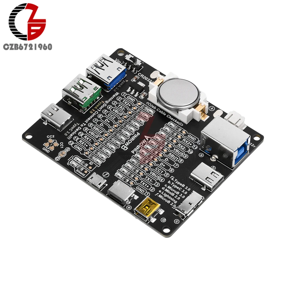 USB Data Cable Detection Board Type-C Micro USB C Cable Tester PCB Board USB Cable Checker for Short Circuit On-Off Switching