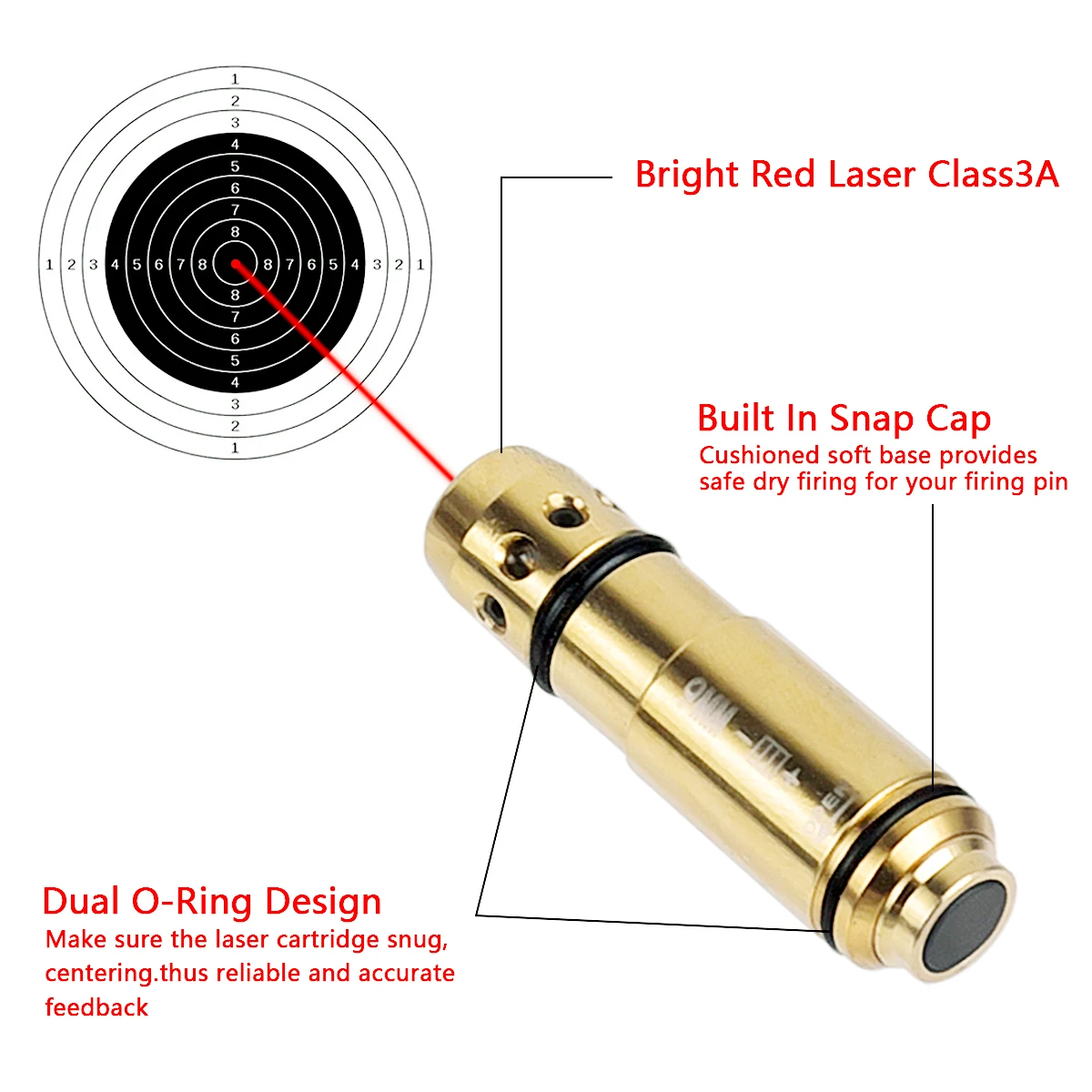 9x19mm/380ACP/40S&W/223Rem Laser Training Bullet Dry Fire Laser Trainer Cartridge Tactical Red Dot Laser Training Bore Sight view 3