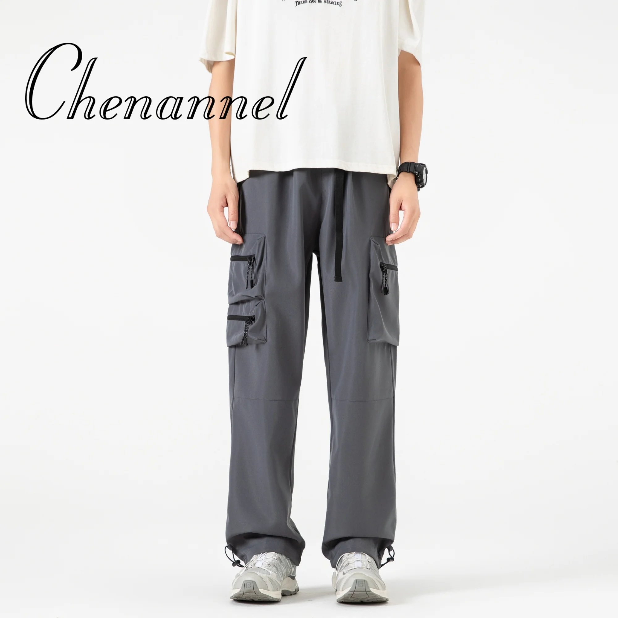 

Men's autumn American-style washed cotton straight-leg trousers high street versatile loose pants