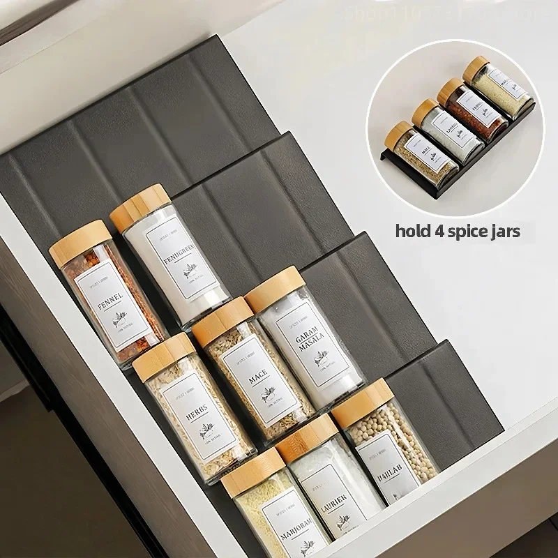 

2 Layers Kitchen Spice Drawer Organizer Adjustable Spice Rack for Spice Jars Seasoning Bottles Cabinet Pantry Kitchen Organizer