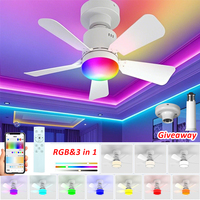 Smart Ceiling Fan with RGB Lighting E27 Fans Lamp  APP Control via Bluetooth Ceiling Fan with Silent Design for Bedroom Decor