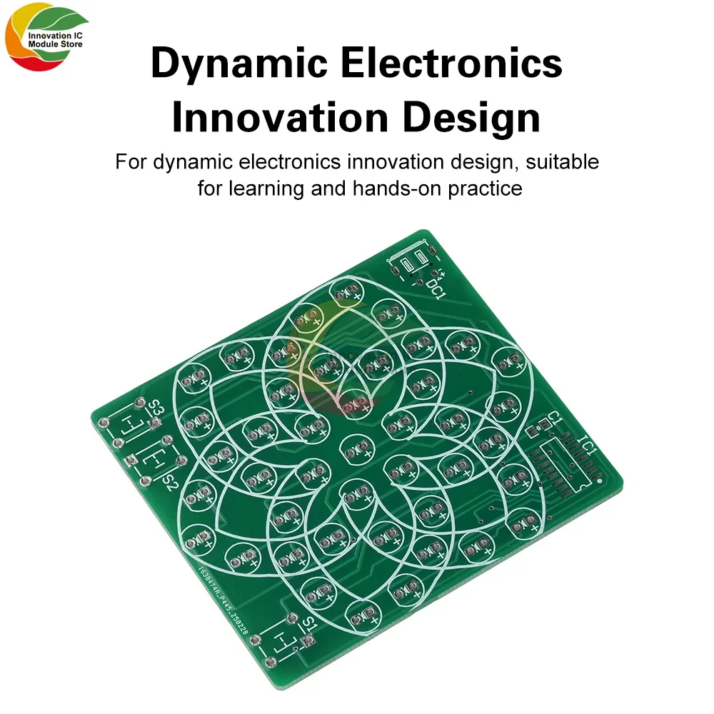 DC 4-5V Pattern Electronic Windmill 43LED Flow Light Kit Fun DIY Electronic Production Skills Training Parts Micro USB Interface