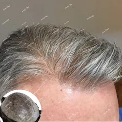 Attaccatura dei capelli naturale 1 b40 1 b80 grigio Super durevole sottile maschio marrone parrucchino da uomo parrucche per capelli umani pelle micropelle Pu protesi capillare