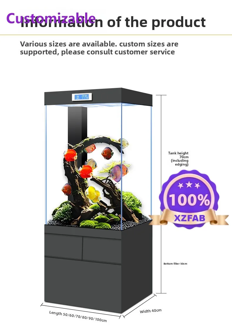 Factory Direct 2026 Bottom filter fish tank small living room ultra-white glass integrated desktop ecological smart home