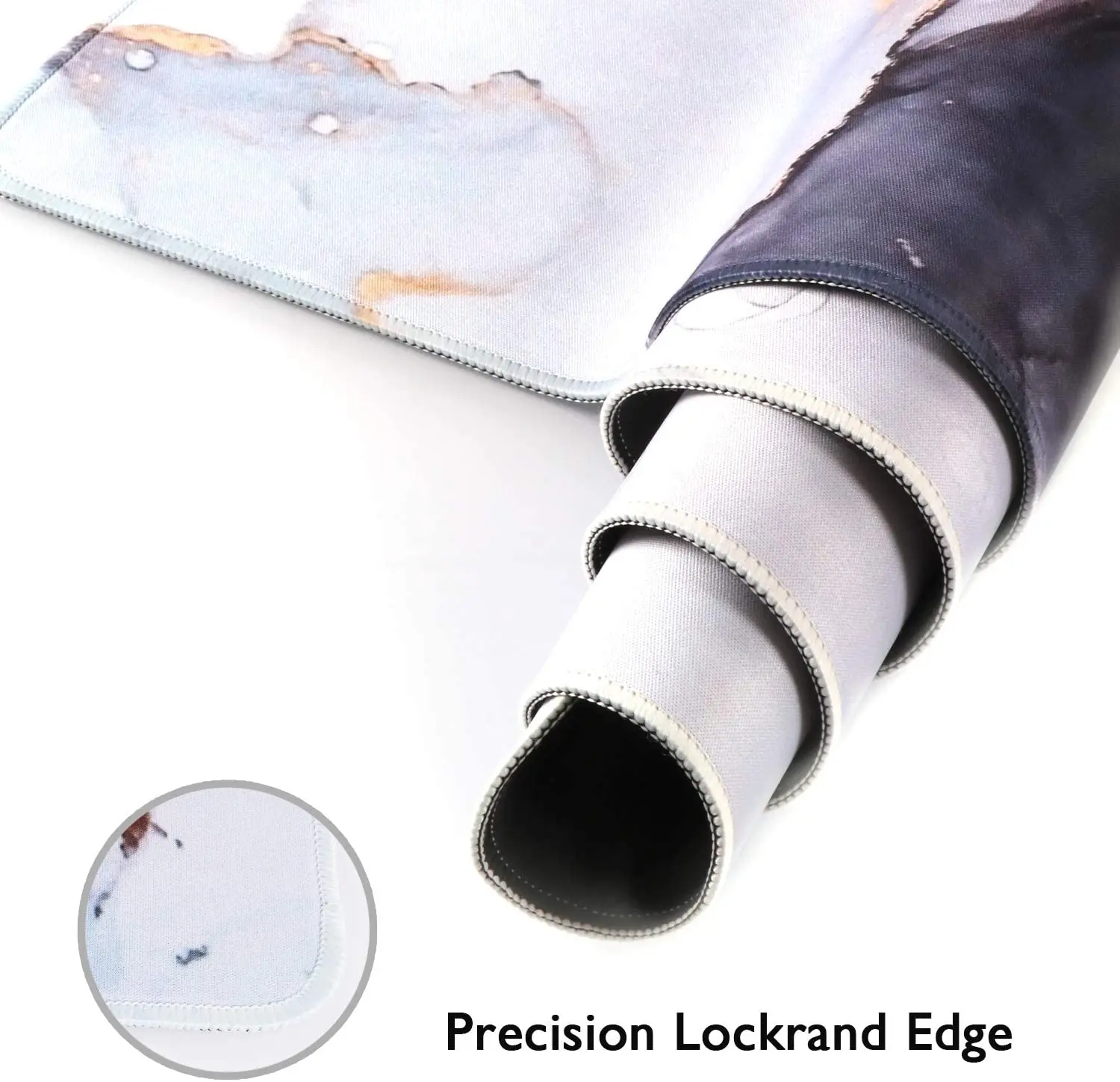 Extended Mouse Pad 35.4x15.7 in Large 3mm Non-Slip Rubber Base Mousepad with Stitched Edges Waterproof Desk Pad Gray Ink Marble