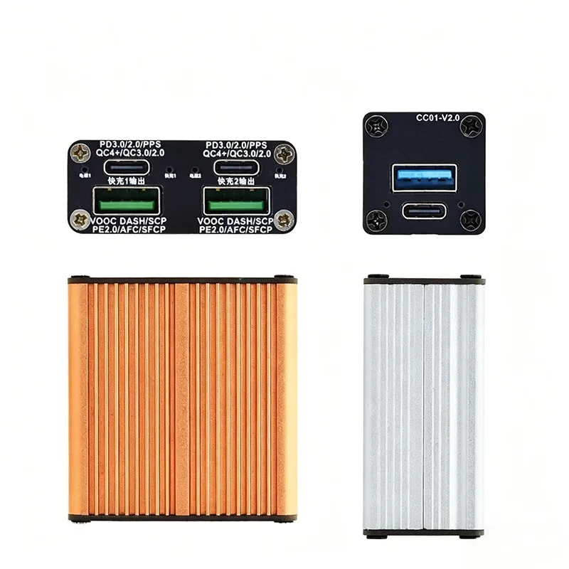 140W PD Multi-protocol DIY Charger Board Single/Dual Channel Super Fast Charging Desktop Charger Module Aluminum Alloy Enclosure