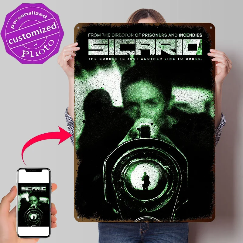 Sicario Movie 3D Texture Metal Poster Customized Wall Art Tin Sign Gift for Mancave Custom Plate Decoration Room Vintage Decor