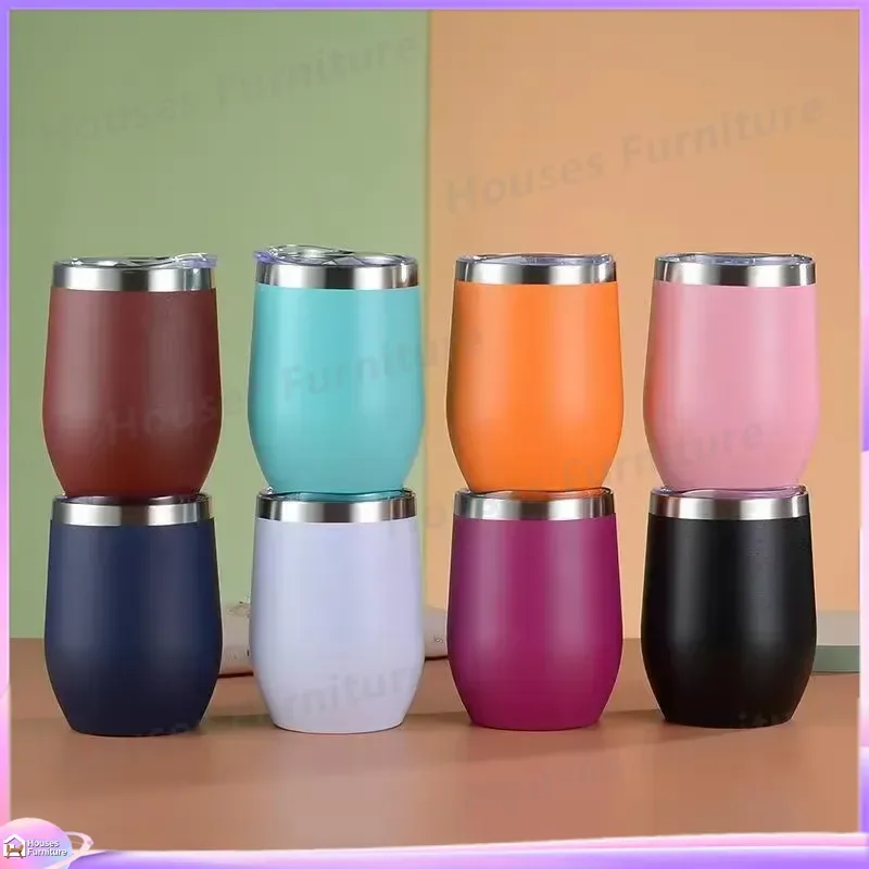 304 Stainless Steel Vacuum Insulated Thermos Cup Rainbow U Shaped Big Belly Eggshell Mug Modern Simple Design Portable Water