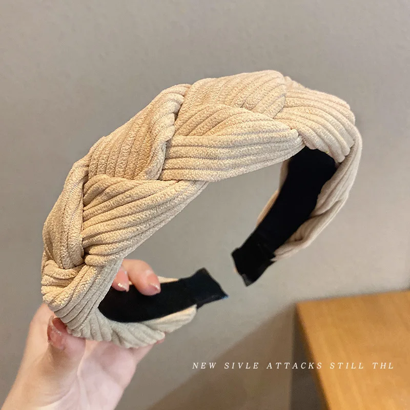 2023 New Korean Dough-twist Head Band Solid  Wide Hair Hoop French Vintage Elegant Headwear Headbands for Hair Woman