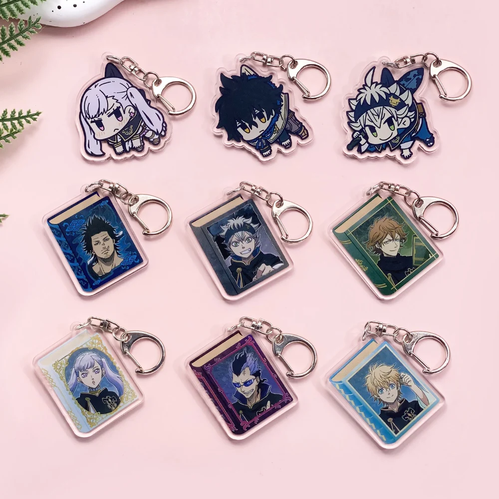 9 Piezas de Figuras de Anime Black Clover, Llavero Acrílico para Coche, Bonito Colgante para Mochila, Divertidos Adornos para Bolsos, Accesorios de Decoración, Regalos Festivos