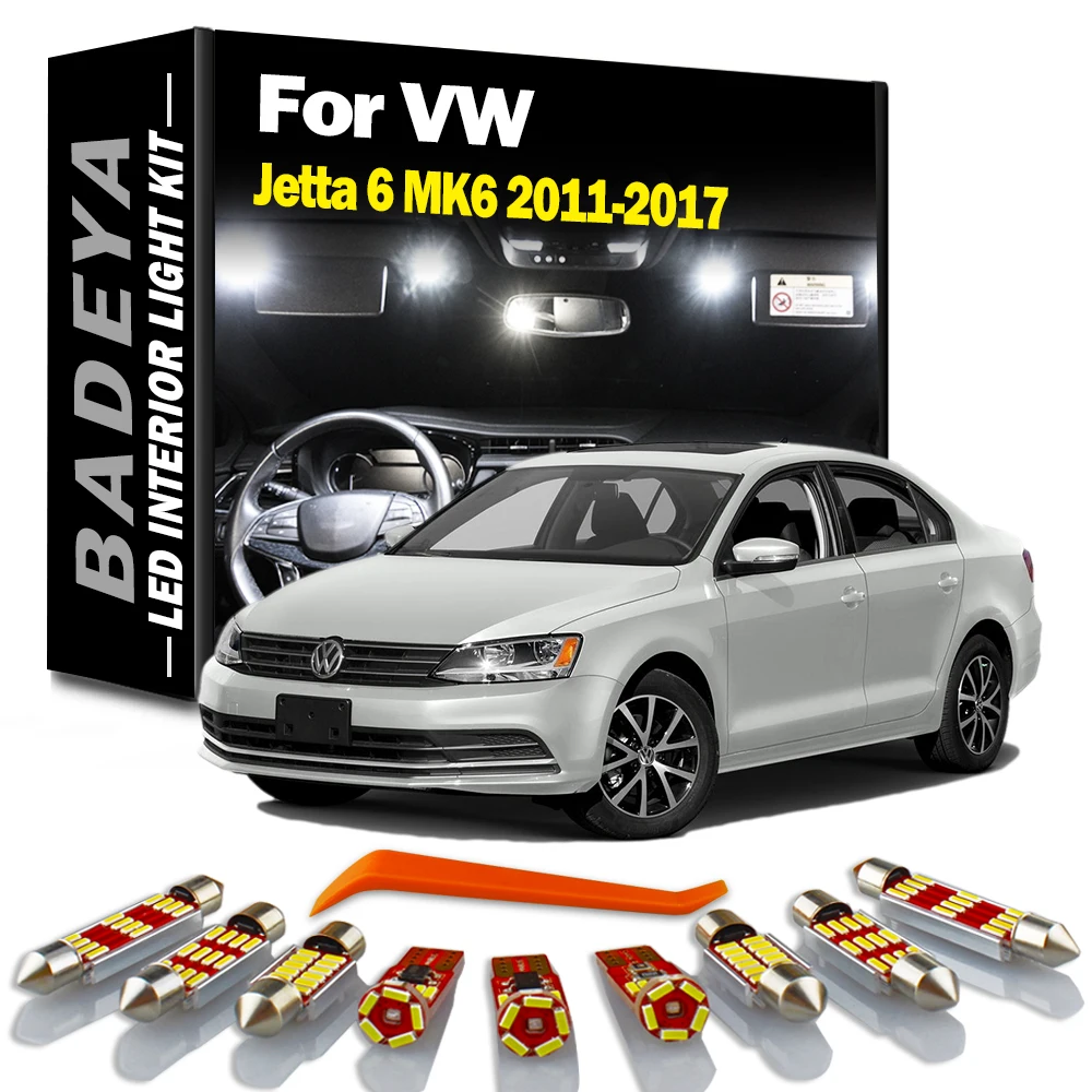 BADEYA 11Pcs Canbus LED Bulbs Interior Reading Map Dome Trunk Light Kit For VW Jetta 6 MK6 2011-2014 2015 2016 2017 Accessories