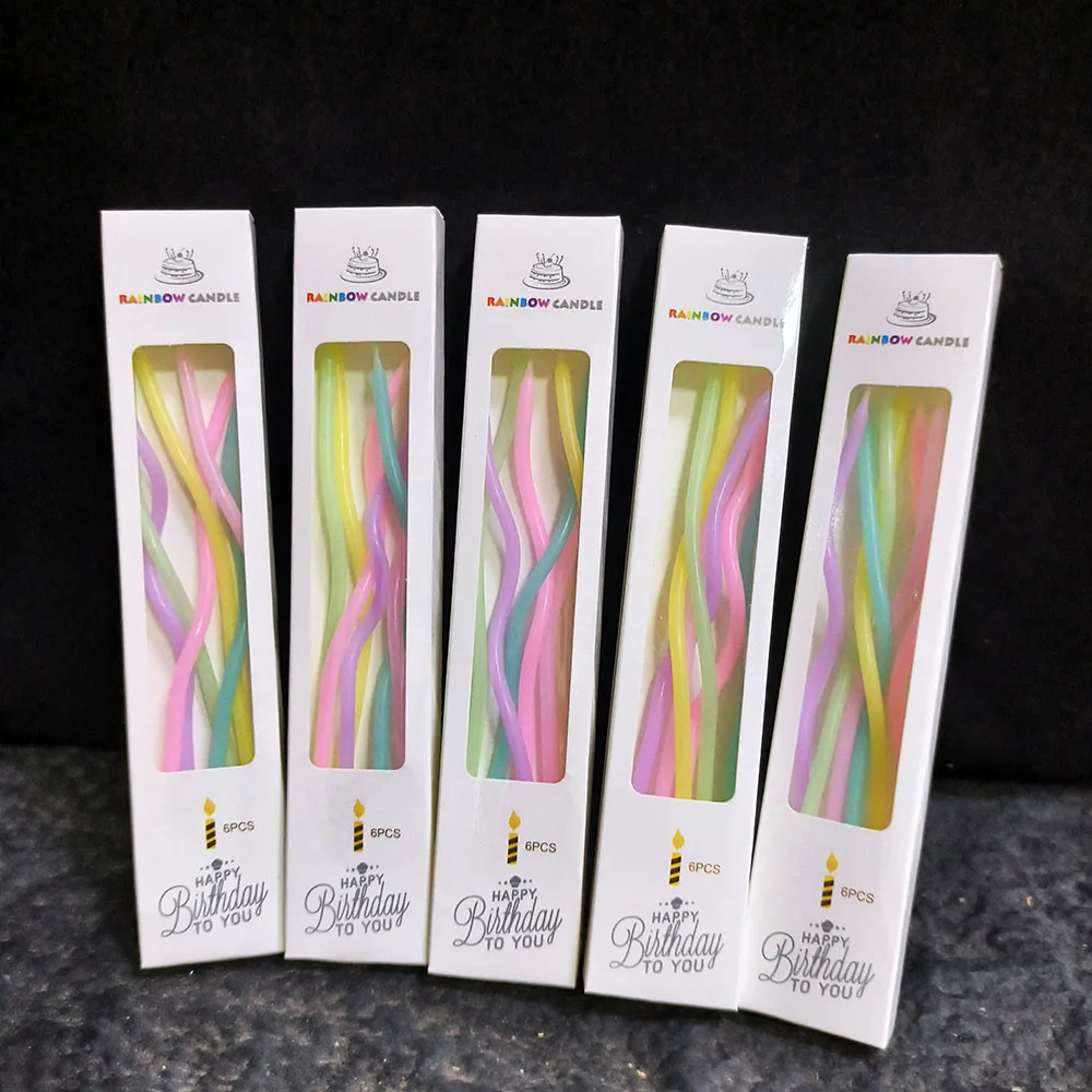 1/2/5 Boxes Candy Color Curved Cake Candles Birthday Gender Reveal Cupcake Decorating Candle Toppers Wedding Party Decorations