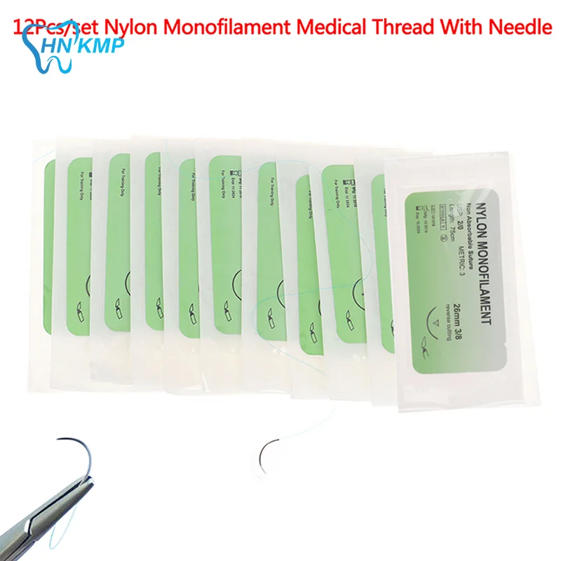 12PCS Silk Dental Suture Kit for Surgical Practice Medical Needle Thread Training Tool for Students