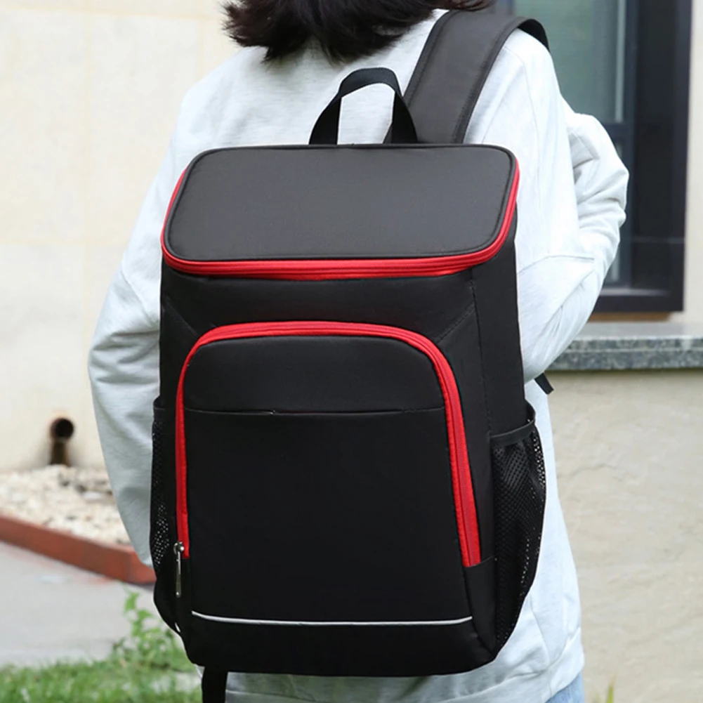 

Oxford Insulated Cooler Backpack Save Space Waterproof Cool Storage Backpack Large-capacity Reflective Strip Outdoor Accessories