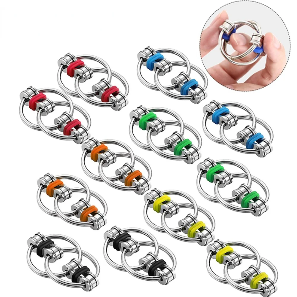 Metal Relief Chain Fidget Toy Autism Anti-stress Toys ADHD Fine Tuning Rotating Key Ring Puzzle Sensory Toys Anti-stress