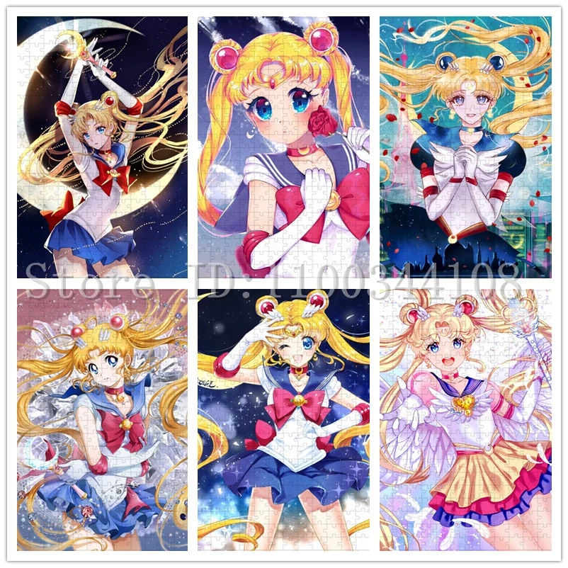 300/500/1000 Pieces Sailor Moon Jigsaw Puzzles Decompression Toys for Adults Parent-Child Interactive Education Toys