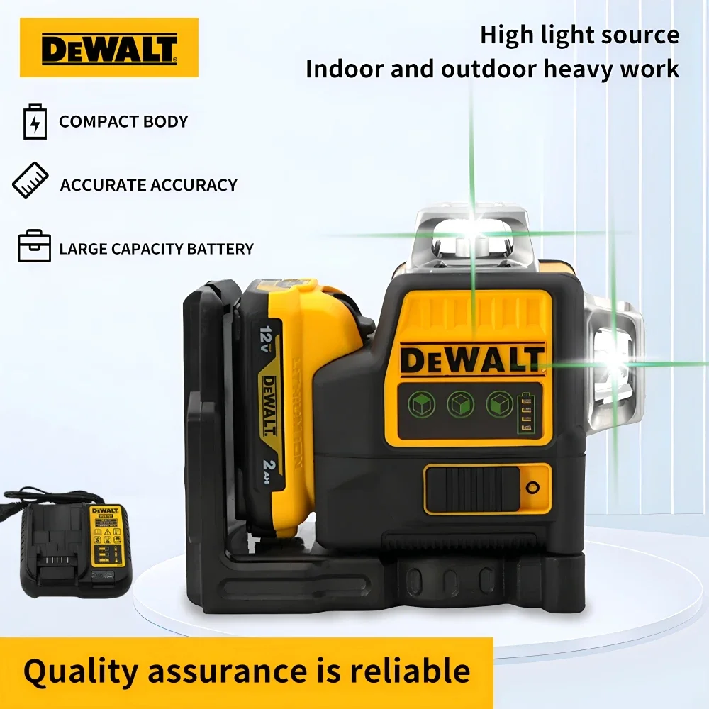 DEWALT DW089LG 3 Sides*360 Degree Vertical Laser Level Self Levelling Green Beam Laser 12V Li-Ion Battery Lasers Meter Outdoor