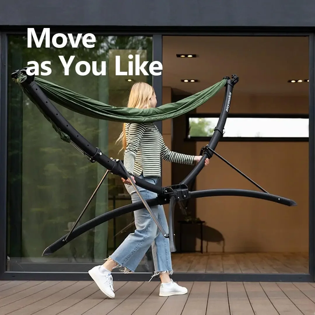 Set Up in 3 Seconds Adjustable Portable Aluminum Alloy Hammock Stand for Outside with Chair Mode & Lounge Mode up to 105'' (Hamm